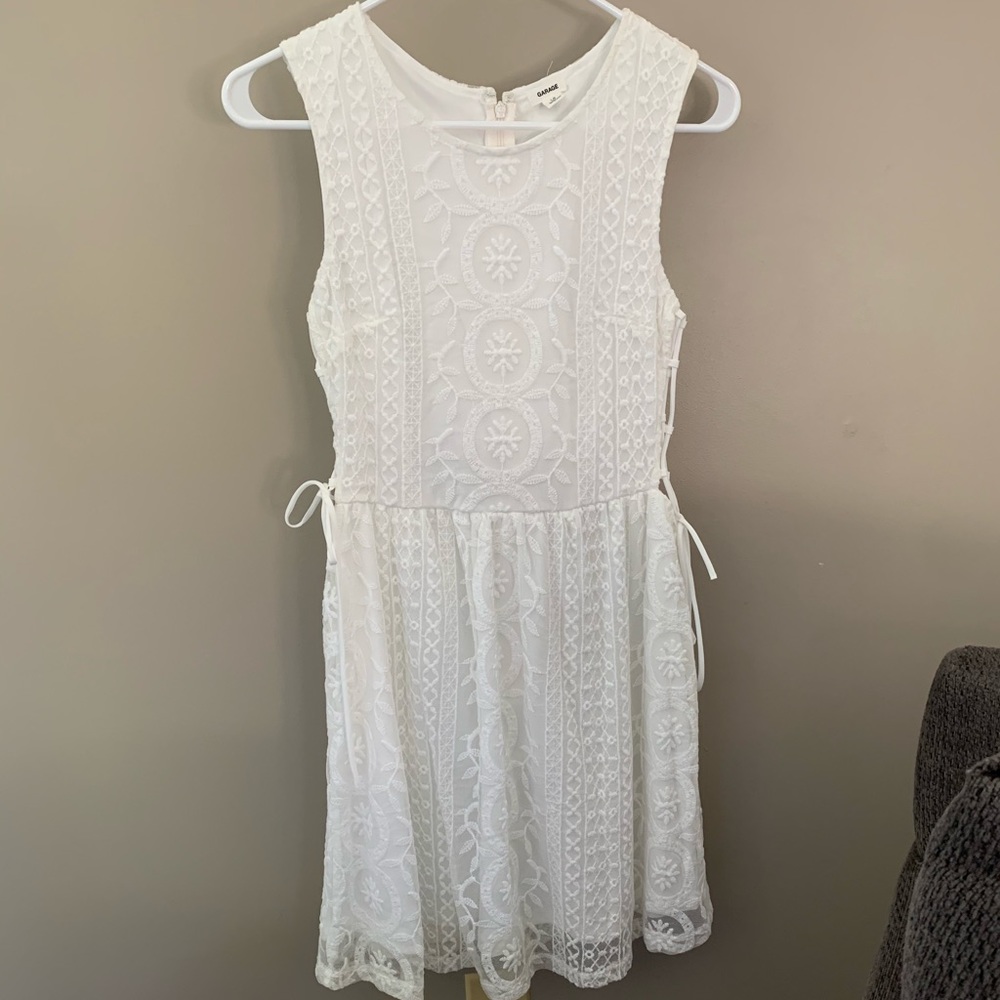 Garage white dress• with laced up sides